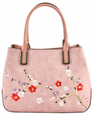 Floral Embroidered Tote Handbag Design AA362